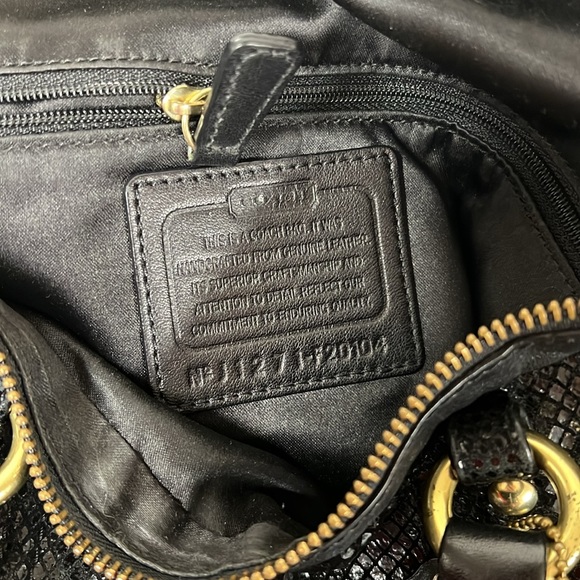 Coach Carryall Ashley Vermillion Purse Satchel Black Cowhide Leather Bag - Picture 9 of 11